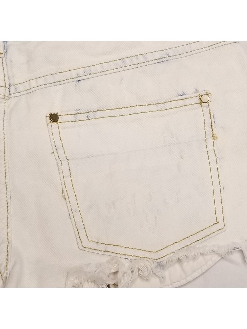 Free People Bleached Denim Distressed Fringe Jean Shorts Size W 27 - Picture 4 of 5
